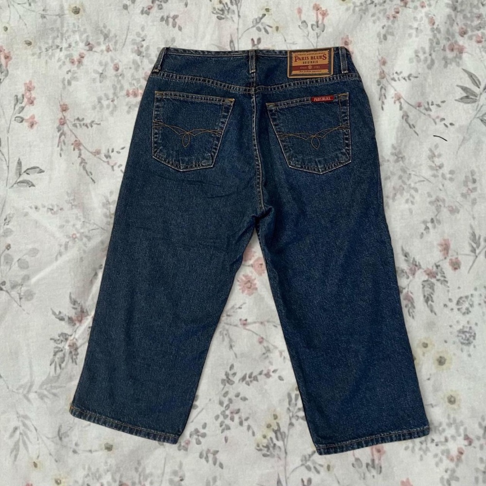 90s Paris Blues Denim Jean Capri Button Fly 100% Cotton Made in USA - Picture 3 of 8